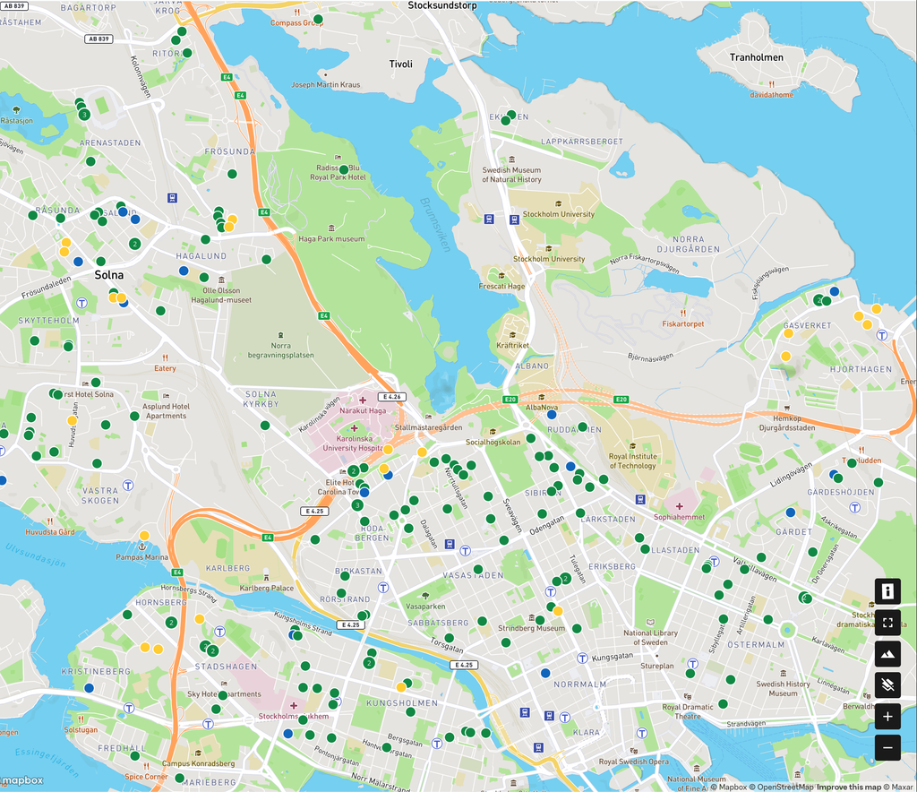 Karta över norra Stockholm