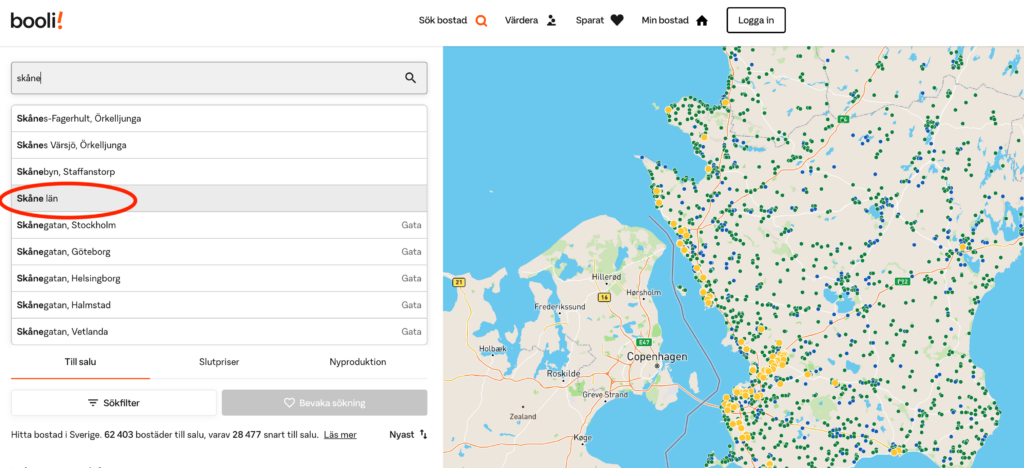 Sök bostad per län