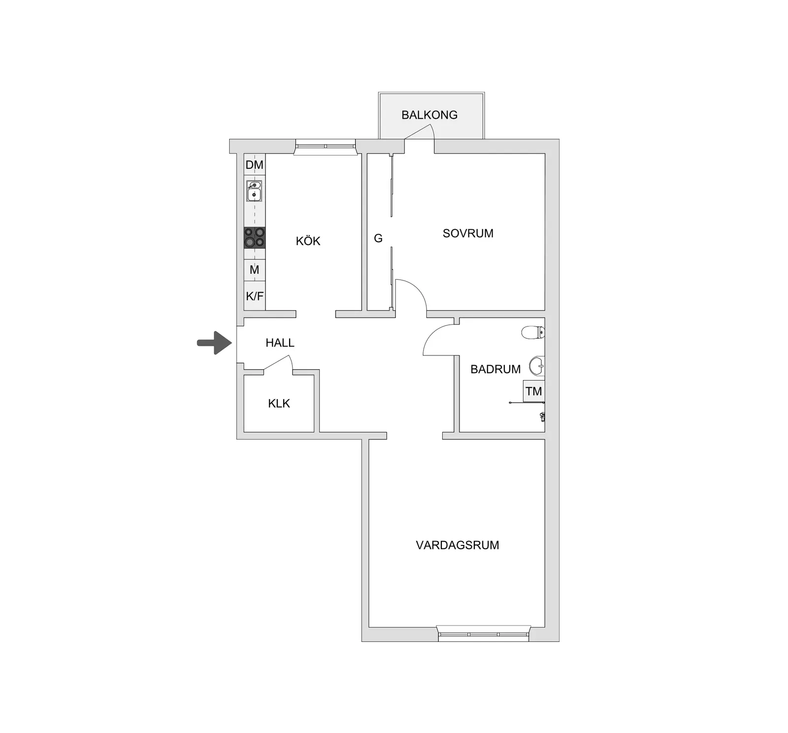 Floor plan for Odengatan 15B
