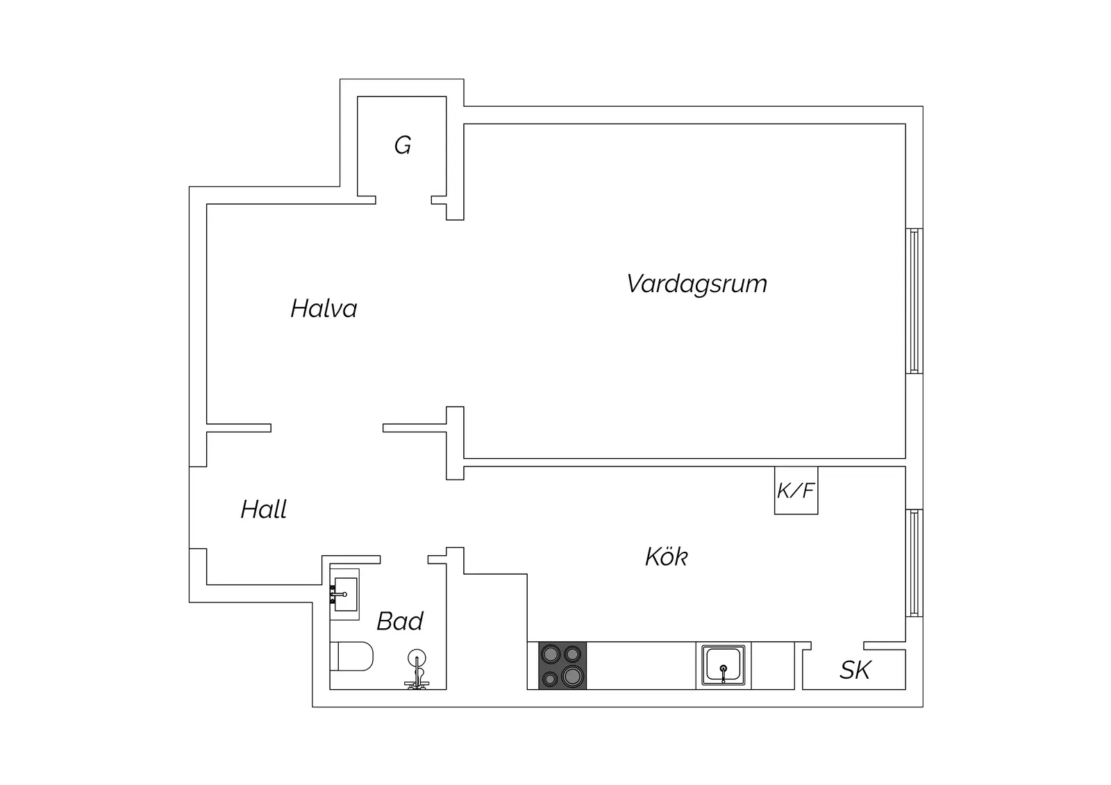Floor plan for Värnhemsgatan 6