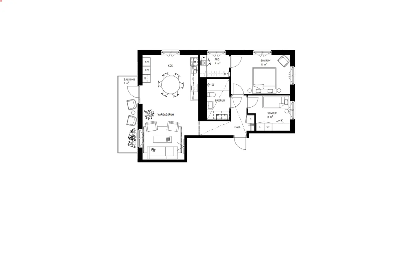 Planritning för Jarlabergsvägen 8