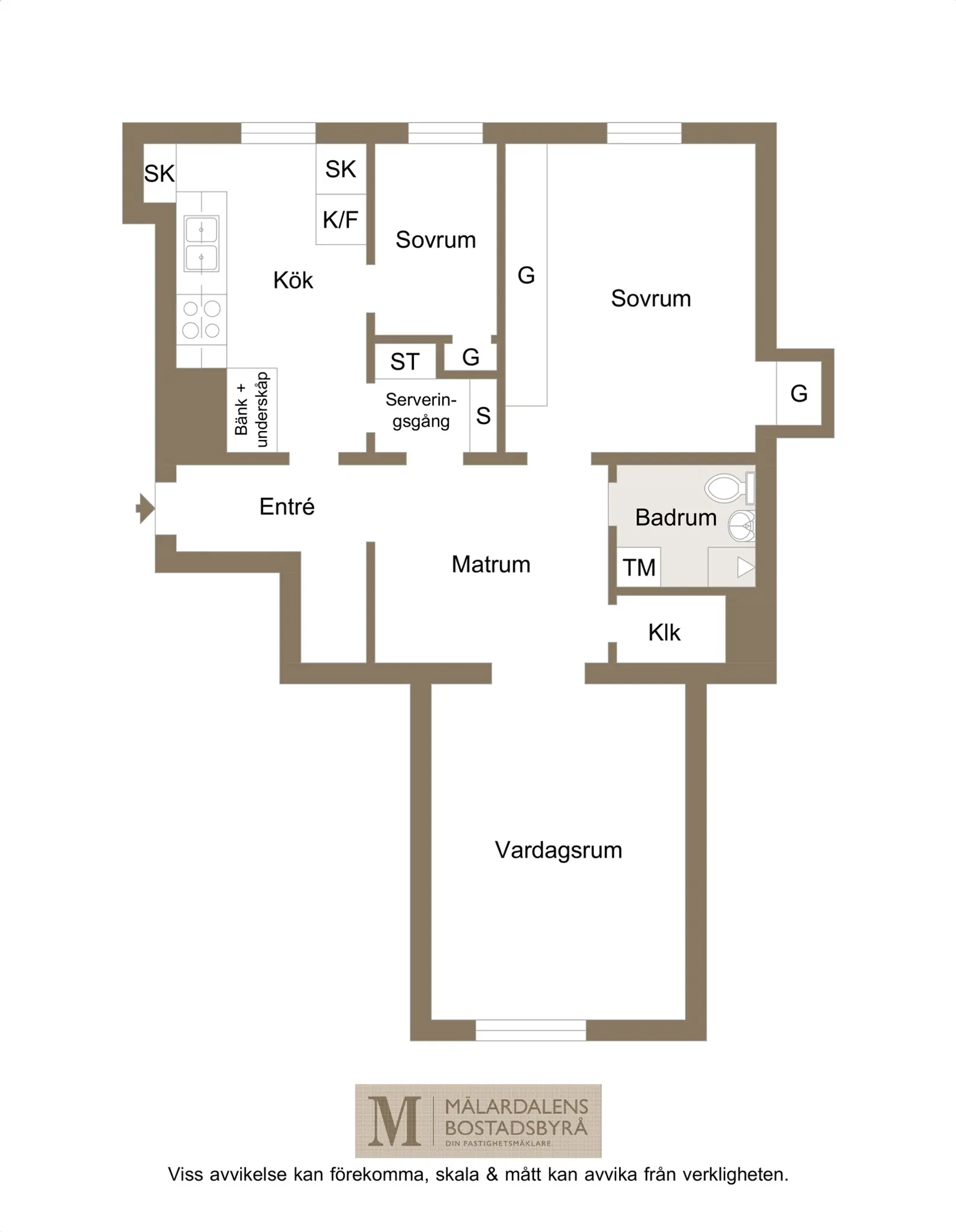 Floor plan for Södra Bangårdsgatan 4B