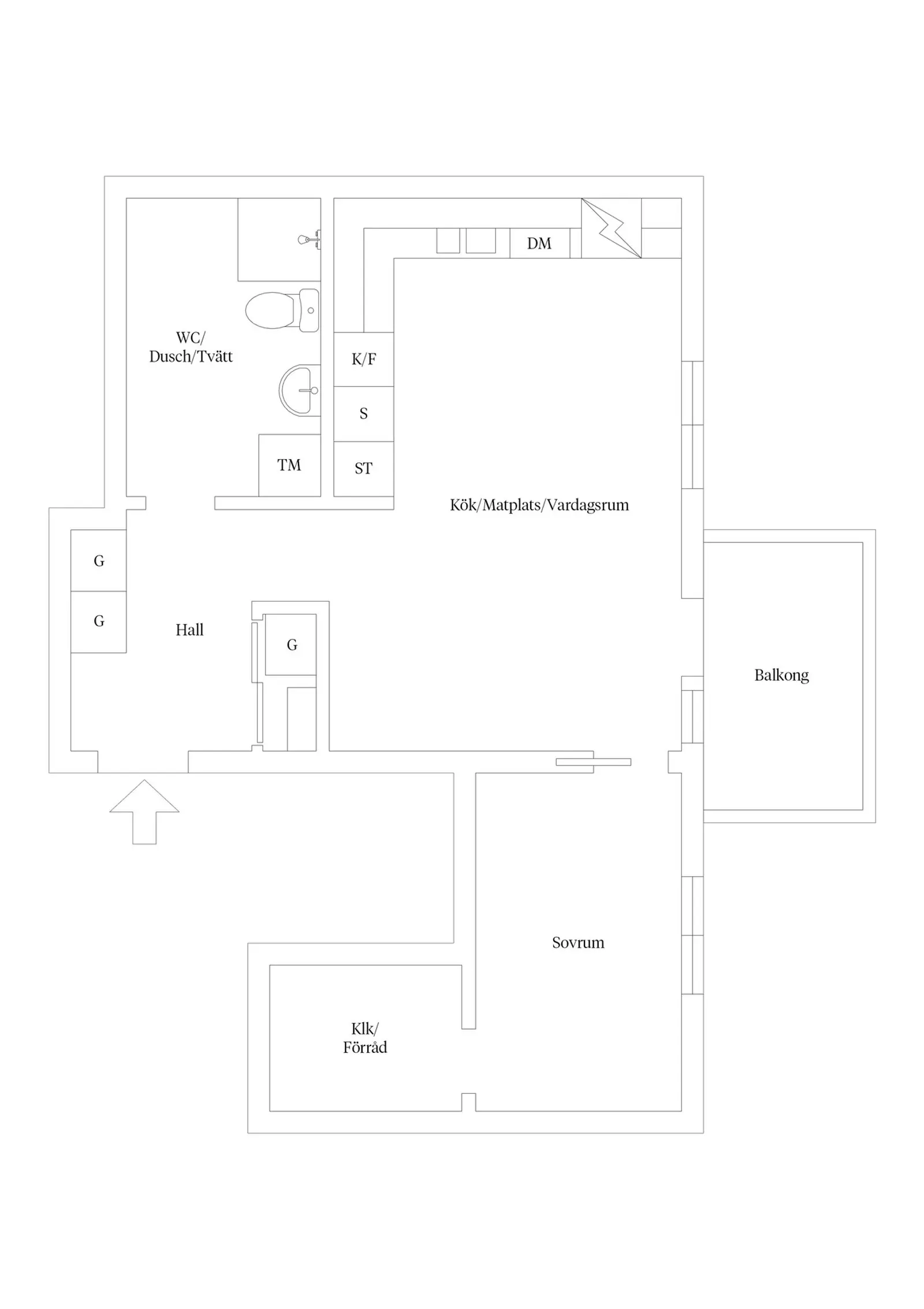 Floor plan for Linnégatan 3E