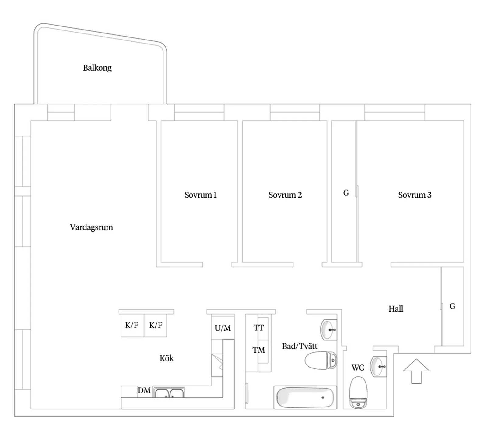 Floor plan for Typografgatan 4B